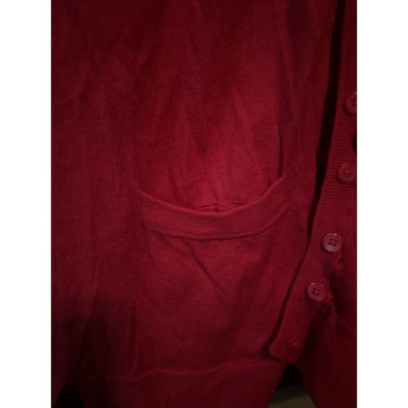 Moda International Women Red Cardigan Small Pockets Button Front - Picture 3 of 6